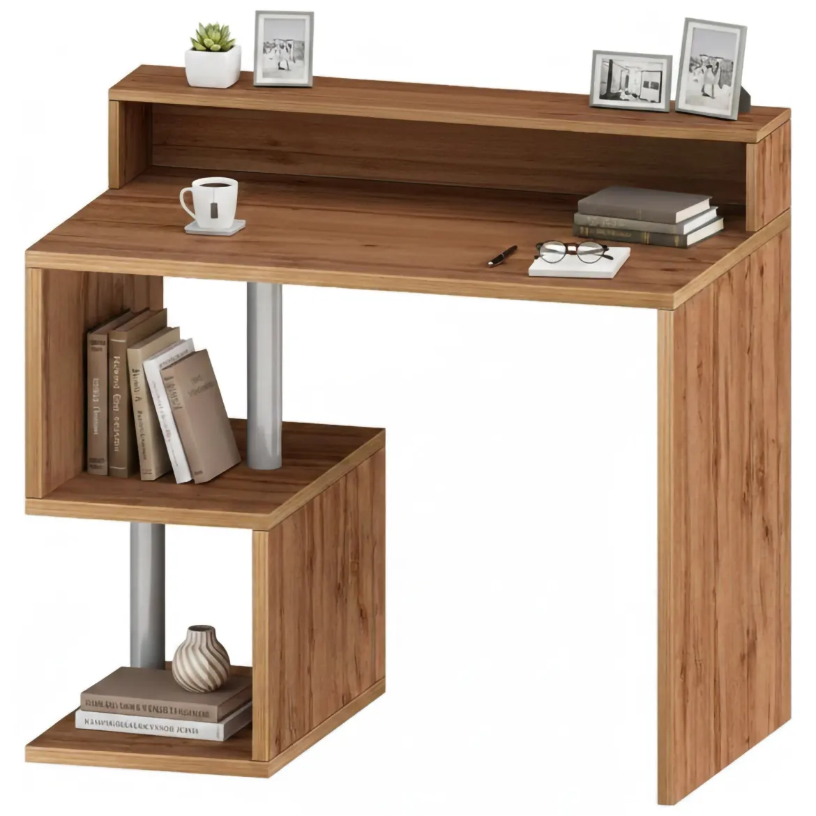 Scrivania lineare rovere 109x48cm con 3 cassetti - Franklin