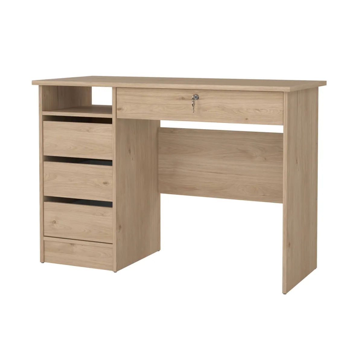 Scrivania lineare rovere 109x48cm con 3 cassetti - Franklin