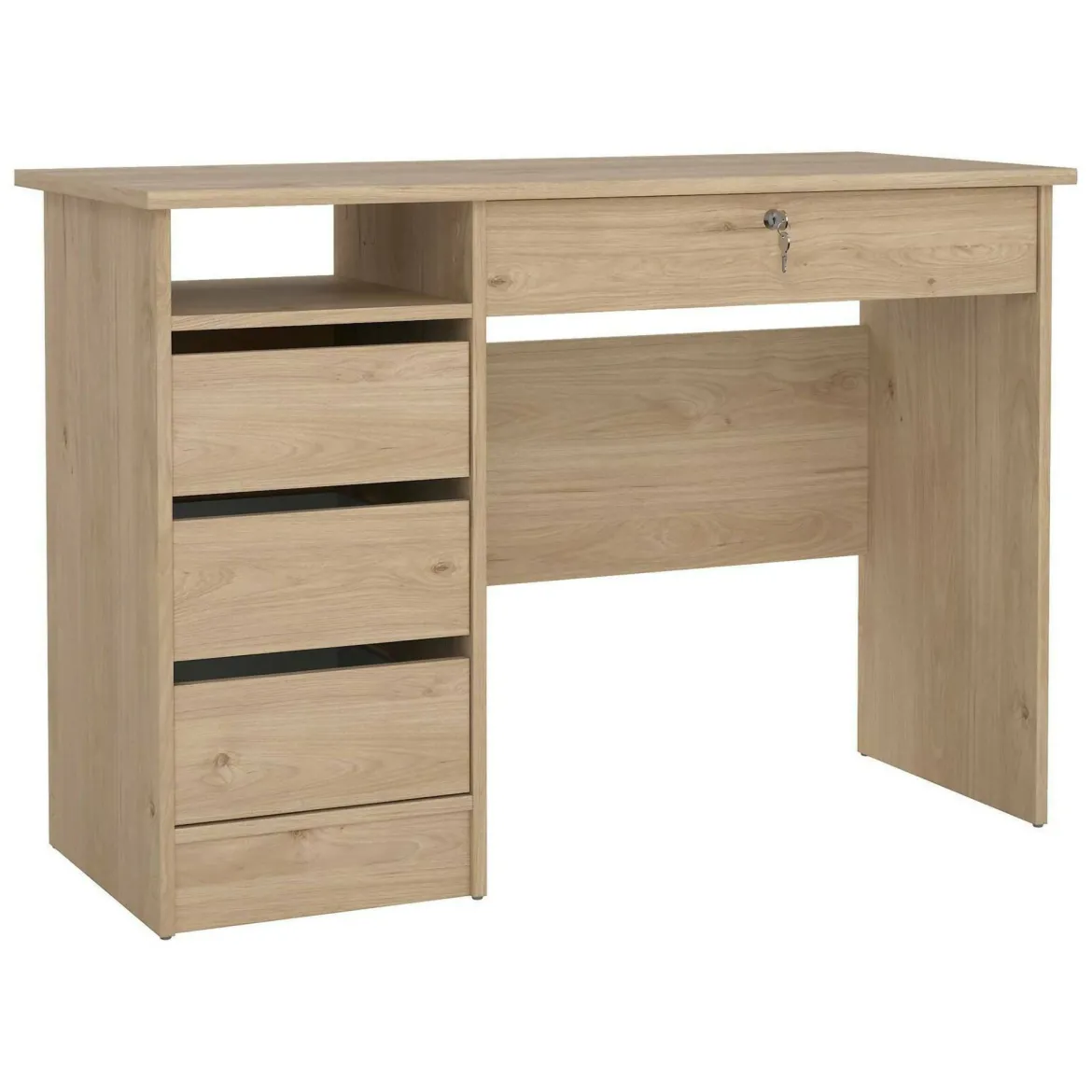 Scrivania lineare rovere 109x48cm con 3 cassetti - Franklin