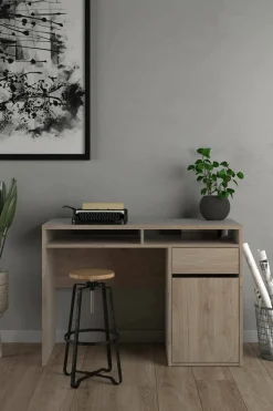 Scrivania lineare rovere 110x48cm con 1 cassetto - Abbadu