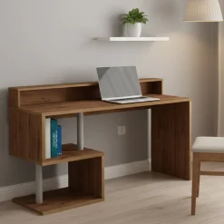 Scrivania lineare rovere 140x60cm con supporto computer - Yemyin