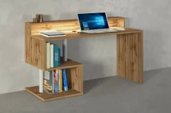 Scrivania lineare rovere 140x60cm con supporto computer - Yemyin