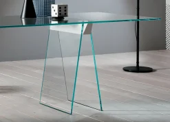 Scrivania lineare trasparente 180x90cm piano in vetro - Asfelj