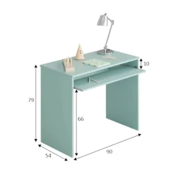 Scrivania lineare verde acqua 79x54cm con supporto computer - Ajeje