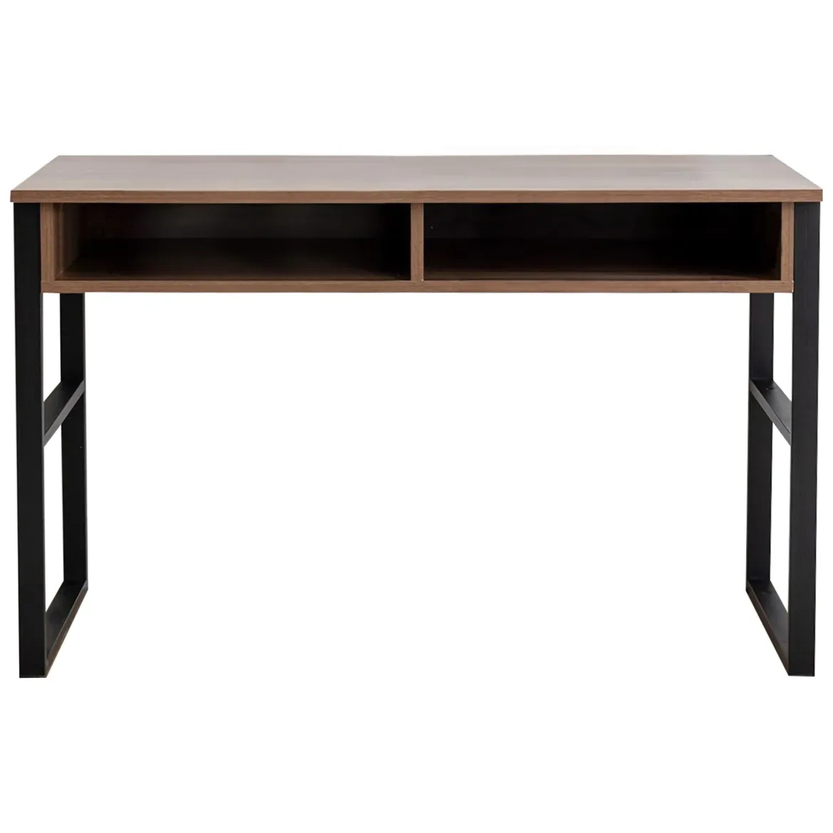Scrivania Marrone Noce Nero 3 Ripiani 2 Vani 120x60x75h cm, Colore Ripiano Marrone - Samo