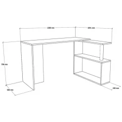 Scrivania Marrone Noce 3 Ripiani 3 Vani 90x50x70h cm, con Libreria - Cancello