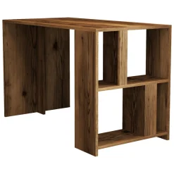 Scrivania Marrone Noce 3 Ripiani 4 Vani 120x60x75h cm, Colore Ripiano Marrone - Corfinio