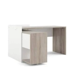Scrivania Marrone Quercia Angolare 3 Ripiani 140x120x80.4h cm, 6 Vani