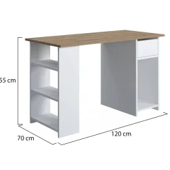 Scrivania Marrone Quercia un Vano Supporto pc 80x50x75h cm, Materiale Piano in Legno Massello - Mezzo