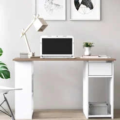 Scrivania Marrone Quercia un Vano Supporto pc 80x50x75h cm, Materiale Piano in Legno Massello - Mezzo