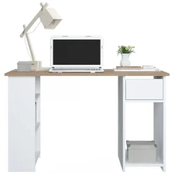 Scrivania Marrone Quercia un Vano Supporto pc 80x50x75h cm, Materiale Piano in Legno Massello - Mezzo