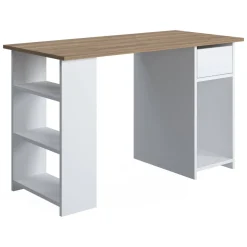 Scrivania Marrone Quercia un Vano Supporto pc 80x50x75h cm, Materiale Piano in Legno Massello - Mezzo