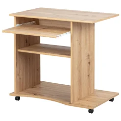 Scrivania Marrone Quercia un Vano Supporto pc 80x50x75h cm, Materiale Piano in Legno Massello - Mezzo