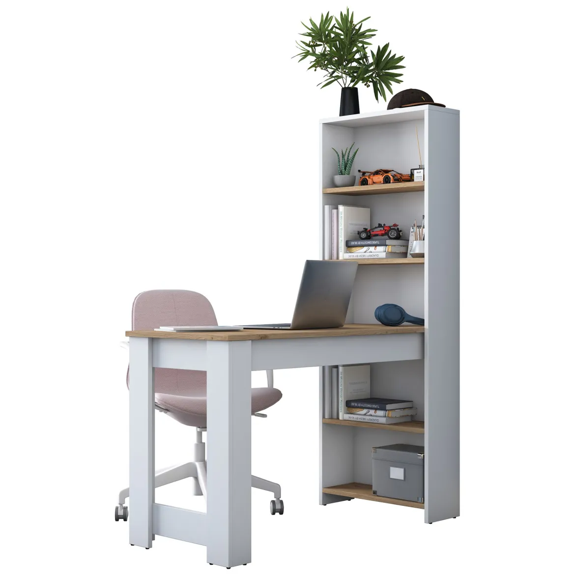 Scrivania Marrone Rovere Bianco Materiale Piano in Legno Nobilitato Sfumatura Colore Struttura Rovere 150x100x76h cm, Sfumatura Colore Ripiano Rovere