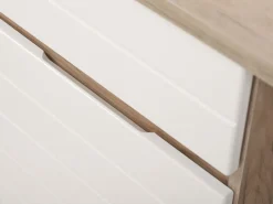 Scrivania Marrone Rovere Bianco un Cassetto un Ripiano 130x50x75.5h cm, Un'anta - Cambio
