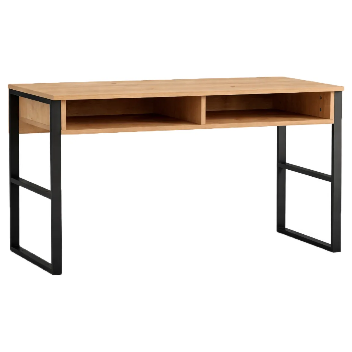 Scrivania Marrone Rovere Nero 3 Ripiani 2 Vani 120x60x72h cm, Colore Ripiano Marrone - Samo