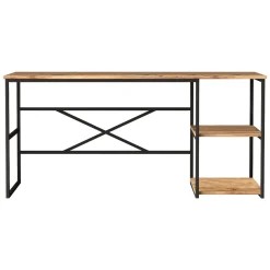 Scrivania Marrone Rovere Nero 3 Ripiani 2 Vani 160x60x75h cm, Colore Ripiano Marrone - Foppolo
