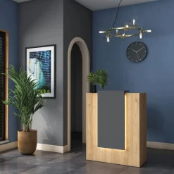 Scrivania Marrone Rovere Nero un Ripiano Sfumatura Colore Ripiano Rovere 112x60x79h cm, Colore Struttura Nero - Chietino