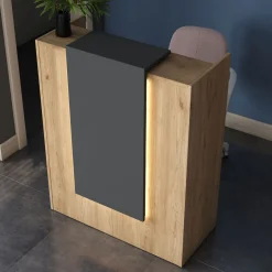 Scrivania Marrone Rovere Nero un Ripiano Sfumatura Colore Ripiano Rovere 112x60x79h cm, Colore Struttura Nero - Chietino