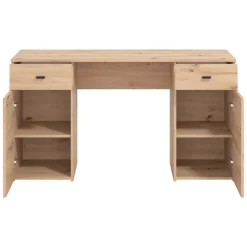 Scrivania Marrone Rovere Nodi 2 Ripiani 2 Ante 72x47x79h cm, Armadio Multiuso Richiudibile - Keylon
