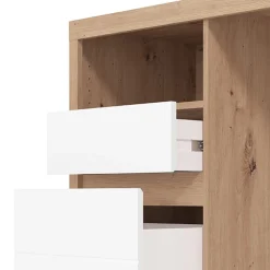Scrivania Marrone Rovere Nodi Bianco 3 Ripiani 4 Vani 90x52x149h cm, Colore Ripiano Marrone - Nicotera
