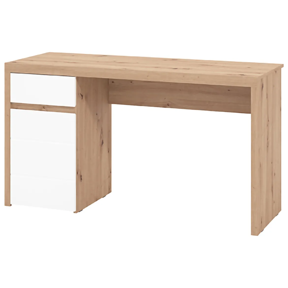 Scrivania Marrone Rovere Nodi Bianco un Cassetto 2 Ripiani 140x52x76h cm, Un'anta - Bovec