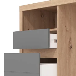 Scrivania Marrone Rovere Nodi Grigio Scuro 2 Cassetti 2 Ripiani 127x52x77h cm, un Vano - Flam