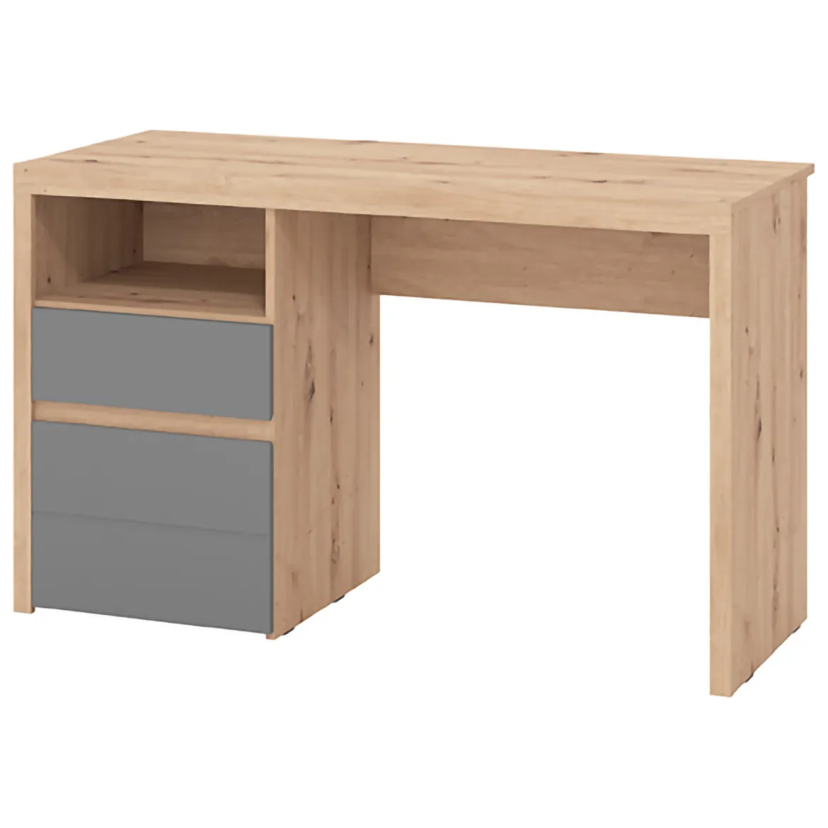 Scrivania Marrone Rovere Nodi Grigio Scuro 2 Cassetti 2 Ripiani 127x52x77h cm, un Vano - Flam