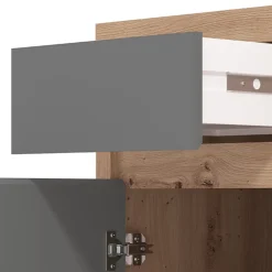 Scrivania Marrone Rovere Nodi Grigio Scuro un Cassetto 2 Ripiani 98x47x74h cm, Un'anta - Anholt
