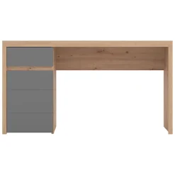 Scrivania Marrone Rovere Nodi Grigio Scuro un Cassetto 2 Ripiani 98x47x74h cm, Un'anta - Anholt