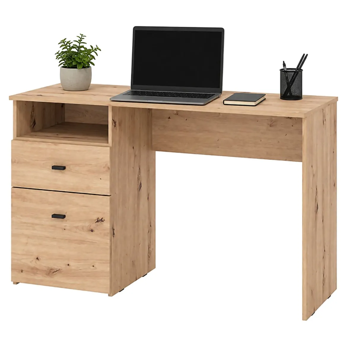 Scrivania Marrone Rovere Nodi Nero 5 Ripiani 5 Vani 150x58x76h cm, Colore Ripiano Marrone - Taceno