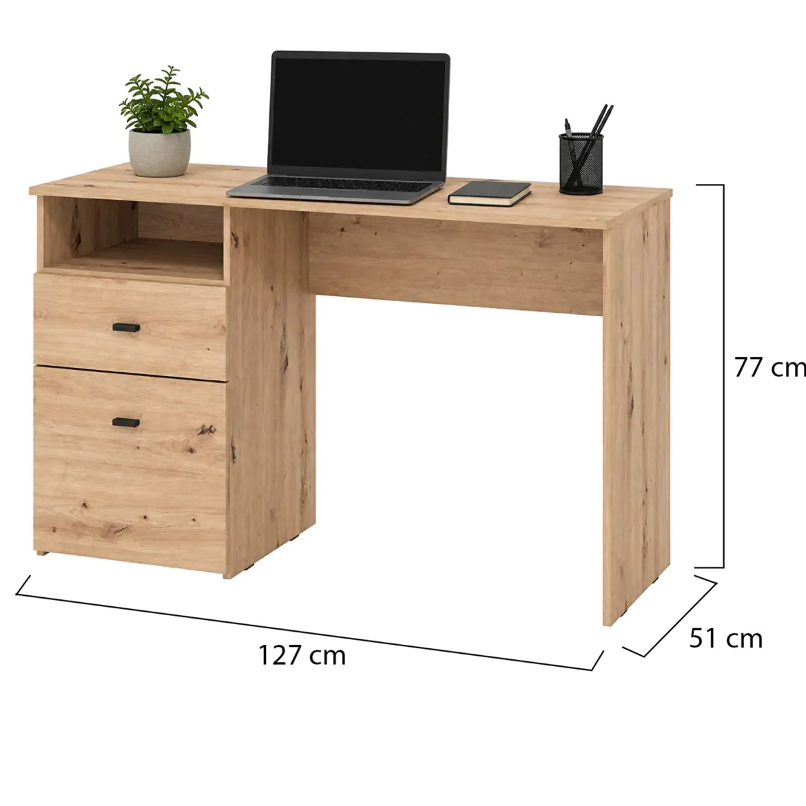 Scrivania Marrone Rovere Nodi Nero 5 Ripiani 5 Vani 150x58x76h cm, Colore Ripiano Marrone - Taceno