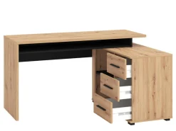 Scrivania Marrone Rovere Nodi Nero Antracite 3 Ripiani 4 Vani 90x52x149h cm, Colore Ripiano Marrone - Nicotera