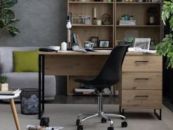 Scrivania Marrone Rovere Nodi un Ripiano Sfumatura Colore Struttura Rovere Nodi 98x45x74h cm, Sfumatura Colore Ripiano Rovere Nodi - Pichil