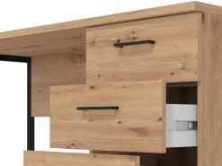 Scrivania Marrone Rovere Nodi un Ripiano Sfumatura Colore Struttura Rovere Nodi 98x45x74h cm, Sfumatura Colore Ripiano Rovere Nodi - Pichil