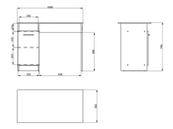 Scrivania Marrone Rovere 2 Ripiani 3 Vani 100x50x74.5h cm, Un'anta - Tiriolo