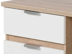 Scrivania Marrone Rovere Scuro Bianco un Cassetto un Ripiano 130x50x75.5h cm, Un'anta - Petriano