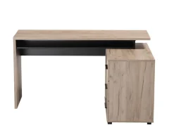 Scrivania Marrone Rovere Scuro Nero Angolare 3 Ripiani 137.5x101.5x75h cm, 3 Cassetti - Sapri