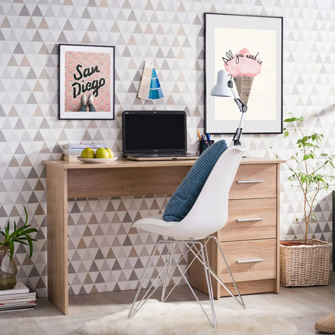 Scrivania Marrone Rovere un Ripiano Sfumatura Colore Ripiano Rovere 90x40x73h cm, Materiale Piano in Legno Nobilitato - Urio