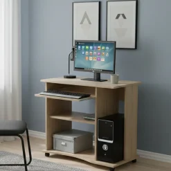 Scrivania Marrone un Cassetto un Vano 80x50x75h cm, Supporto pc - Mezzo