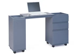 Scrivania/mobile allungabile con cassetti e contenitore in MDF laccato grigio