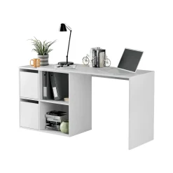 Scrivania modulabile bianca 152x49cm con libreria - Ascona