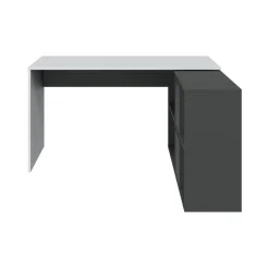 Scrivania modulabile bianca e cemento 136x139cm con libreria - Abby