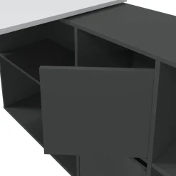 Scrivania modulabile bianca e cemento 136x139cm con libreria - Abby