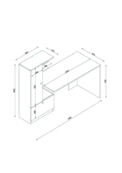 Scrivania No bianca e noce 149x61cm con libreria - Sordio