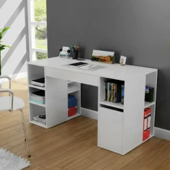 Scrivania No bianca 145x59cm con libreria - Carife