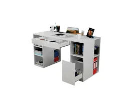 Scrivania No bianca 145x59cm con libreria - Carife