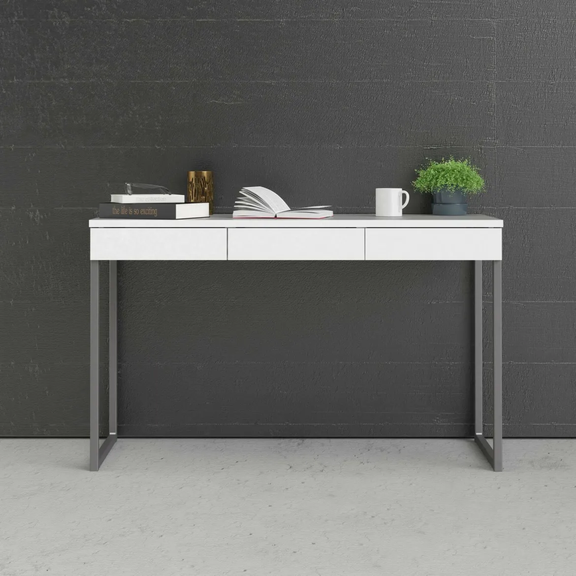 Scrivania Pascale, Scrittoio multiuso, Tavolo per ufficio porta PC, Piano di lavoro, 126x52 h77 cm, Bianco