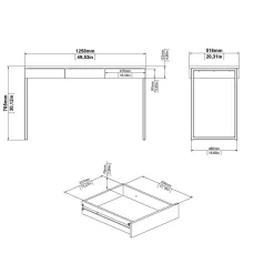 Scrivania Pascale, Scrittoio multiuso, Tavolo per ufficio porta PC, Piano di lavoro, 126x52 h77 cm, Bianco