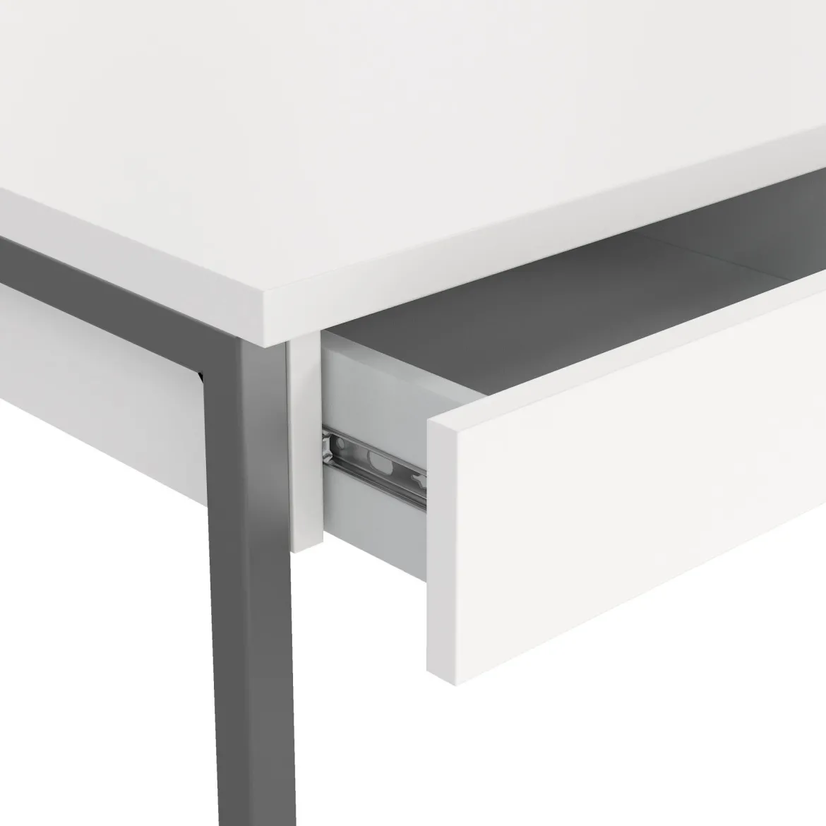 Scrivania Pascale, Scrittoio multiuso, Tavolo per ufficio porta PC, Piano di lavoro, 126x52 h77 cm, Bianco
